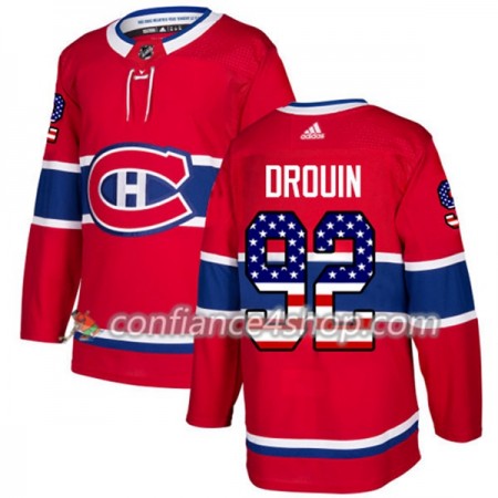 Adidas Maillot de Hockey Montreal Canadiens Jonathan Drouin 92 2017-2018 Rouge USA Flag Fashion Authentic - Homme